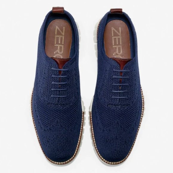COLE HAAN ZEROGRAND WINGTIP NAVY BLUE OXFORDS KNIT MEN'S Sizes 9 & 13 New - Picture 3 of 14